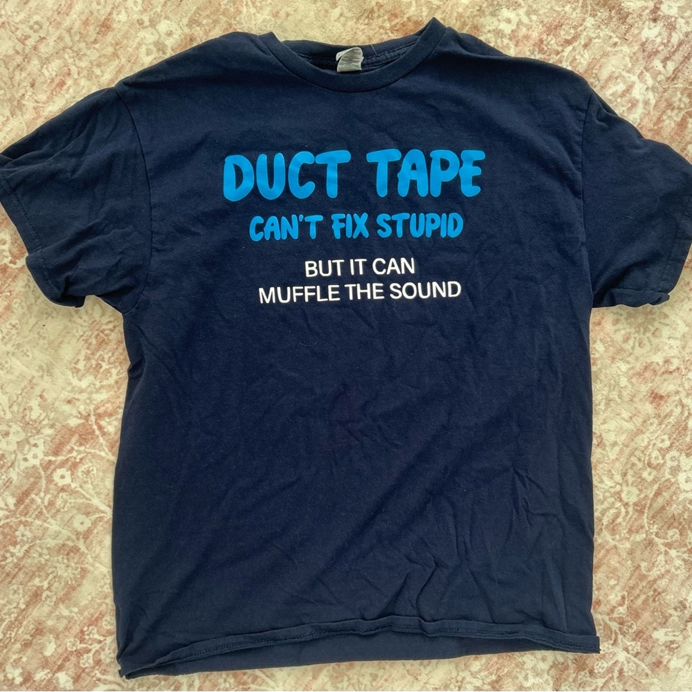 Navy Graphic T-Shirt with Blue and White Text